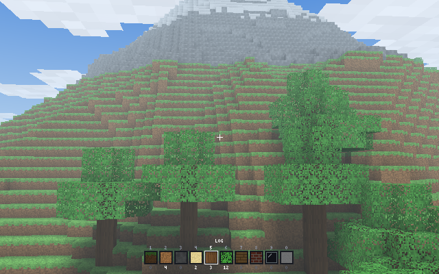 Version 0.2: a mountain with snow above the trees