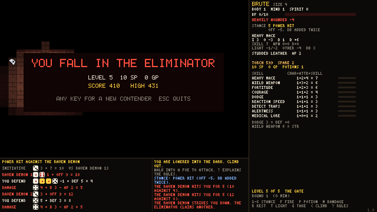 The brute falls at the gate