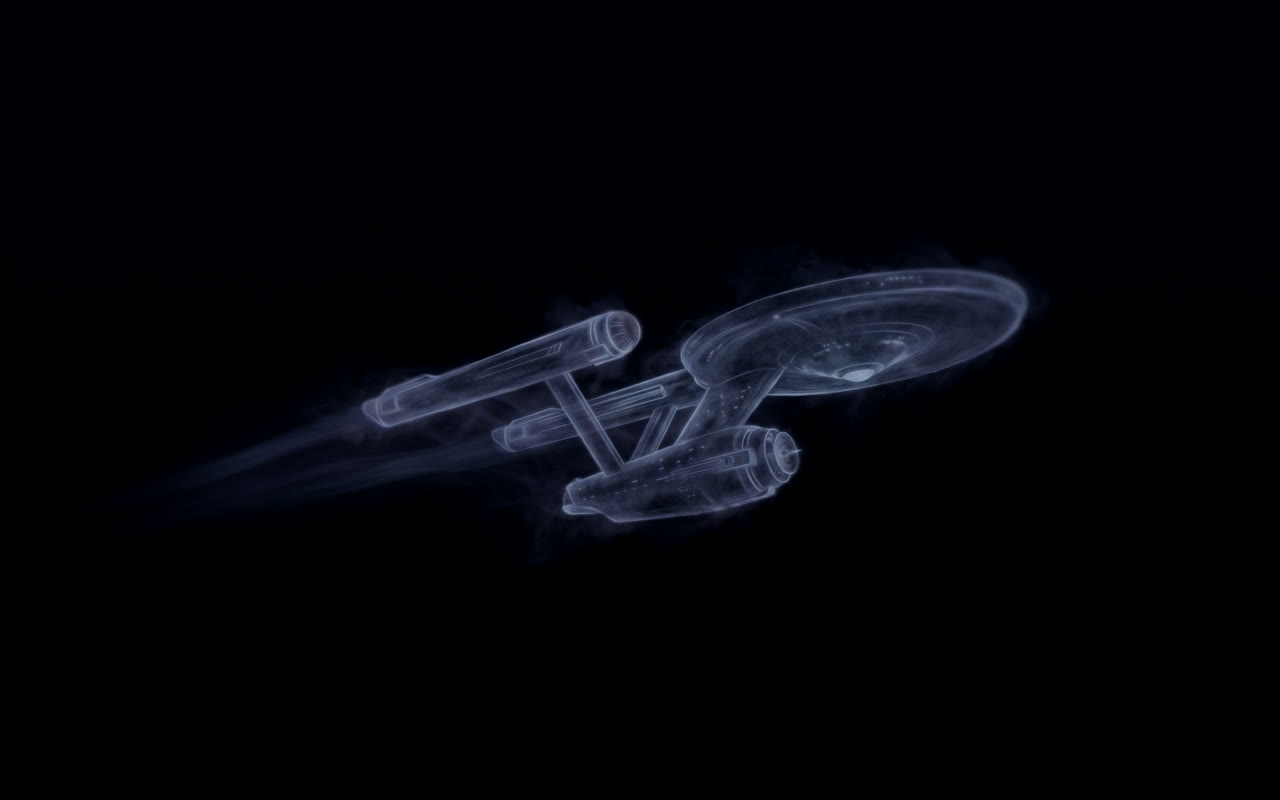The Enterprise, drawn in white light on black