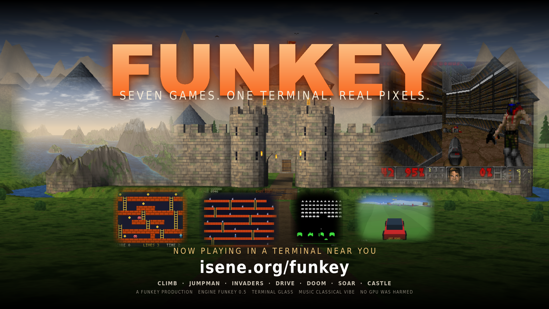 The poster: the castle, with the other games around it