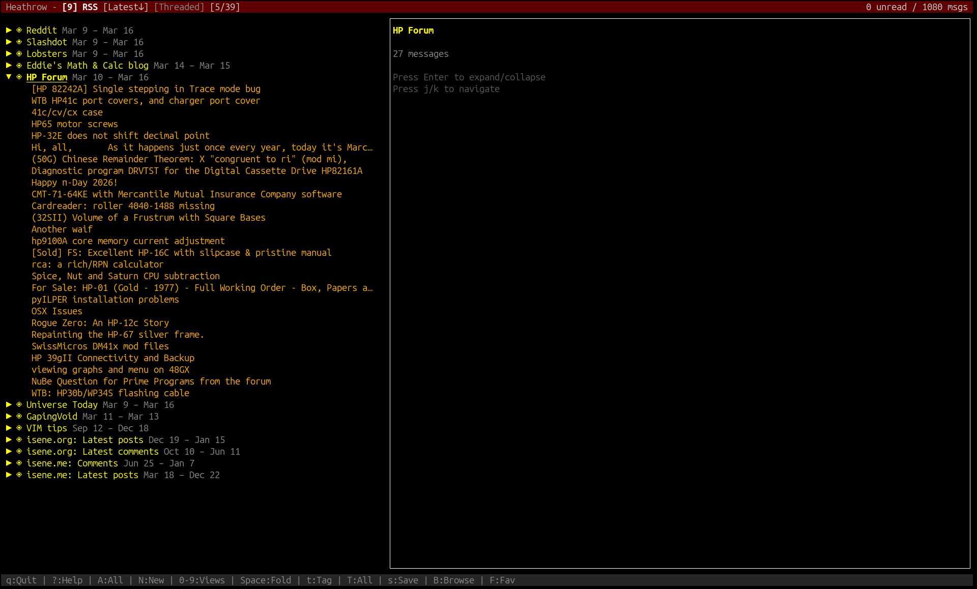 Heathrow - RSS with threaded view