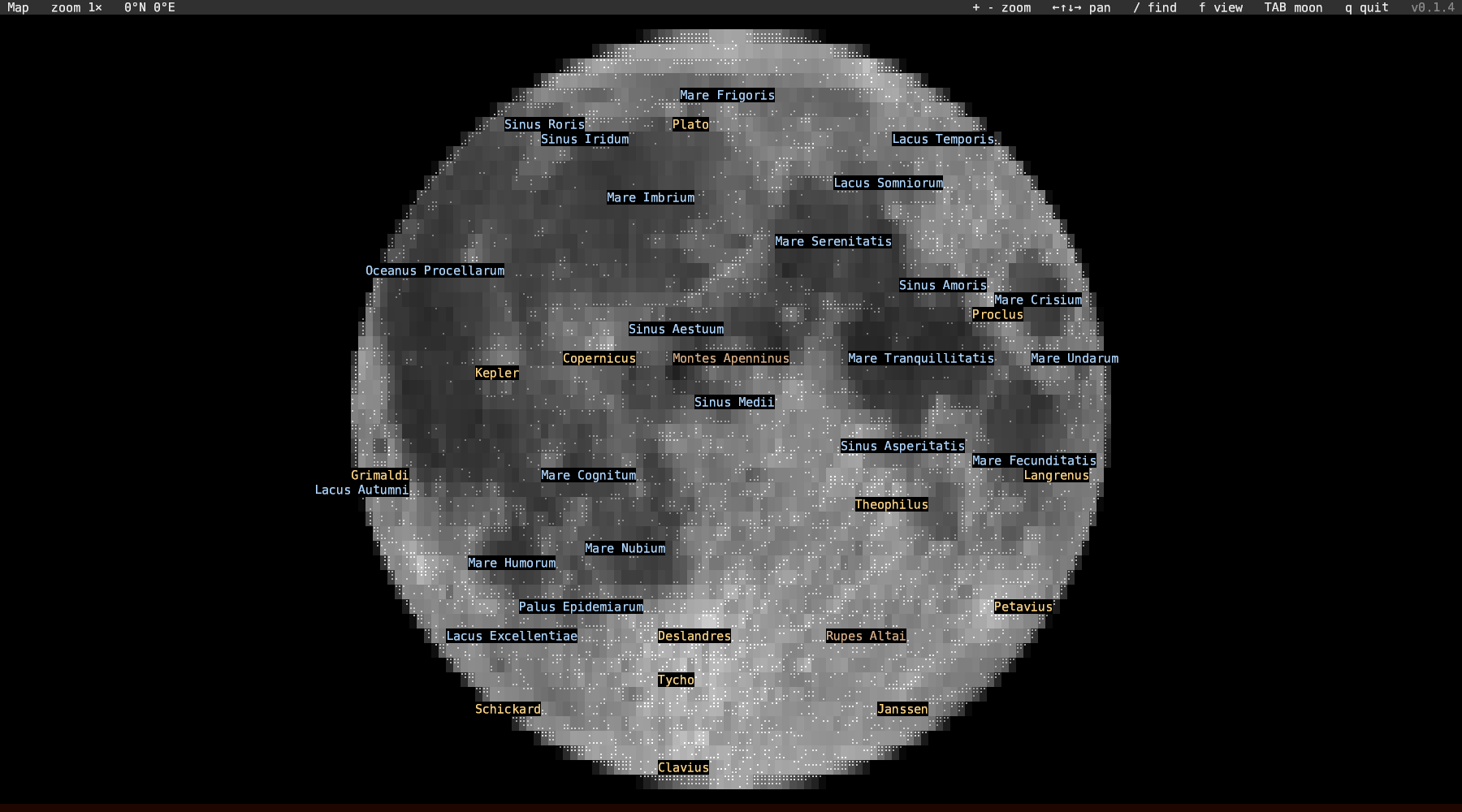 The map, with the naked-eye craters named